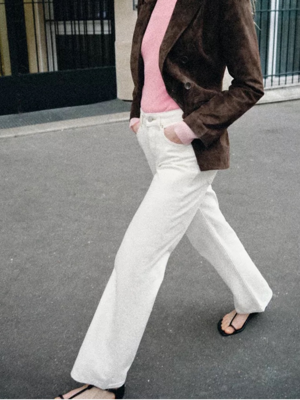 Zara High Waist Wide Leg White Jeans